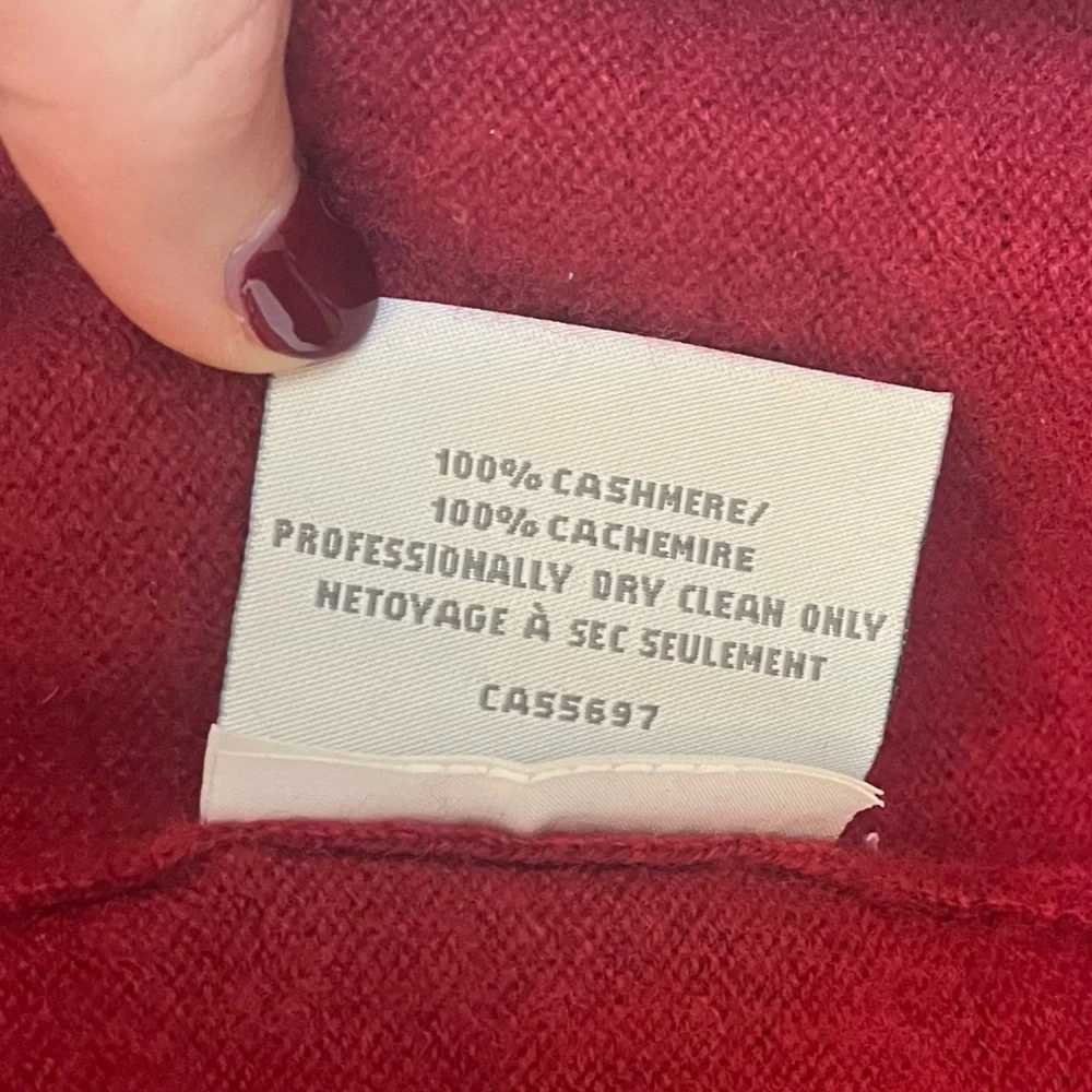 Restoration Hardware 100% Cashmere Long Robe Red Size S Quiet Luxury Romantic - Picture 5 of 5